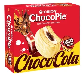Товар Печиво сендвіч Крем та Кола Orion ChocoPie Choco&Cola Limited Оріон ШокоПай бісквітне з вершковим кремом Коробка 12шт 360г