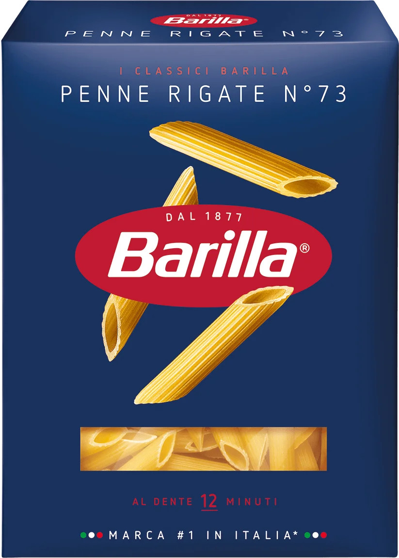 Макарони Пенне №73 Barilla Penne Rigate Al Dente Барілла Паста рігатоні Ребристі трубочки Великі Швидке приготування 500г