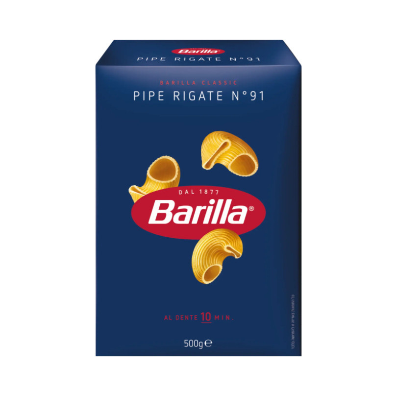 Макарони Рігатони №91 Barilla Pipe Rigate Collezione Al Dente Барілла Паста Ракушки Середні Швидке приготування 500г