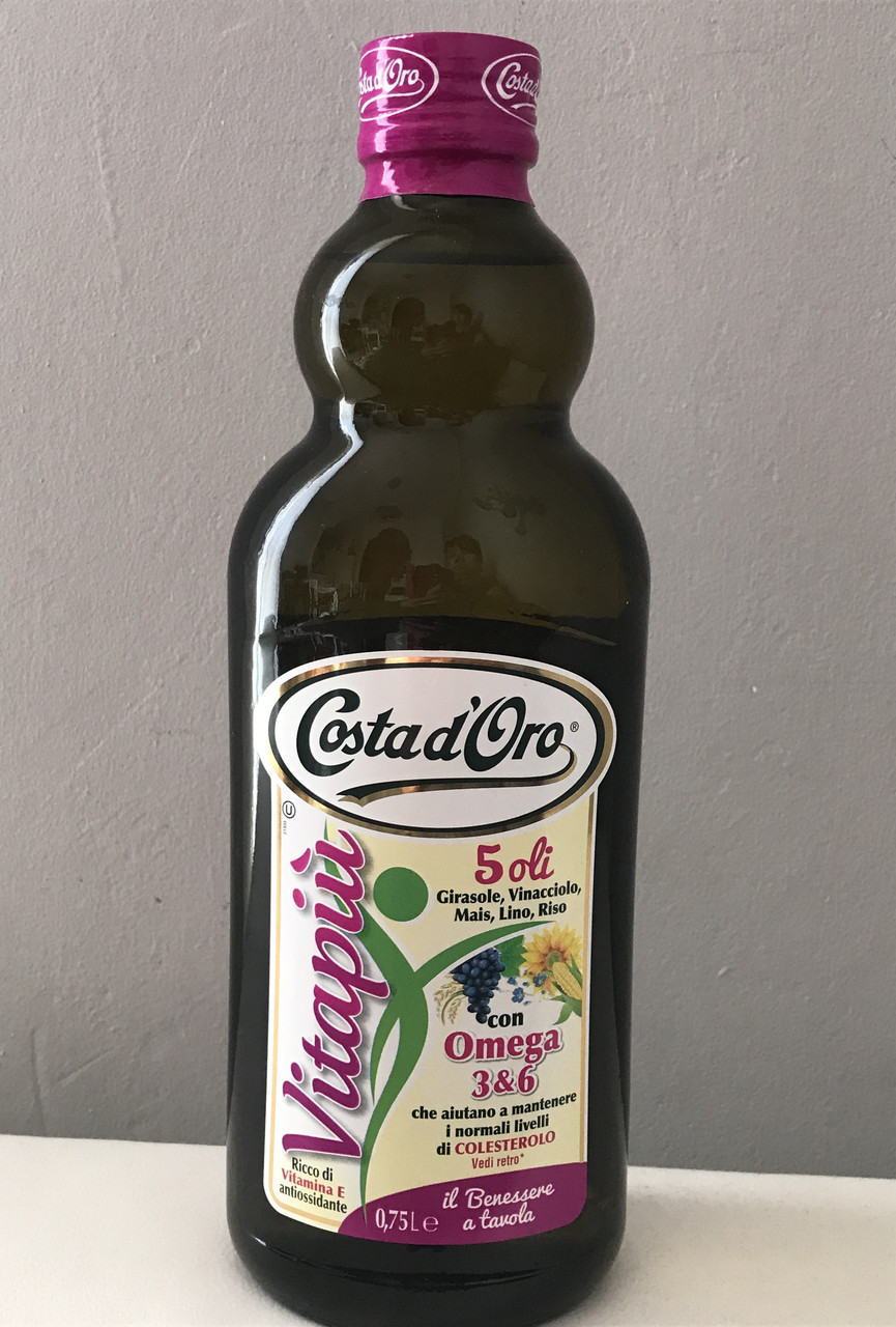 Суміш олій Costa d'Oro Vitapiu 4Oils Коста ДОро Для легких страв Соняшник Виноградна Кукурудзяна Лняна олії Вітамін Е Омега3 750мл