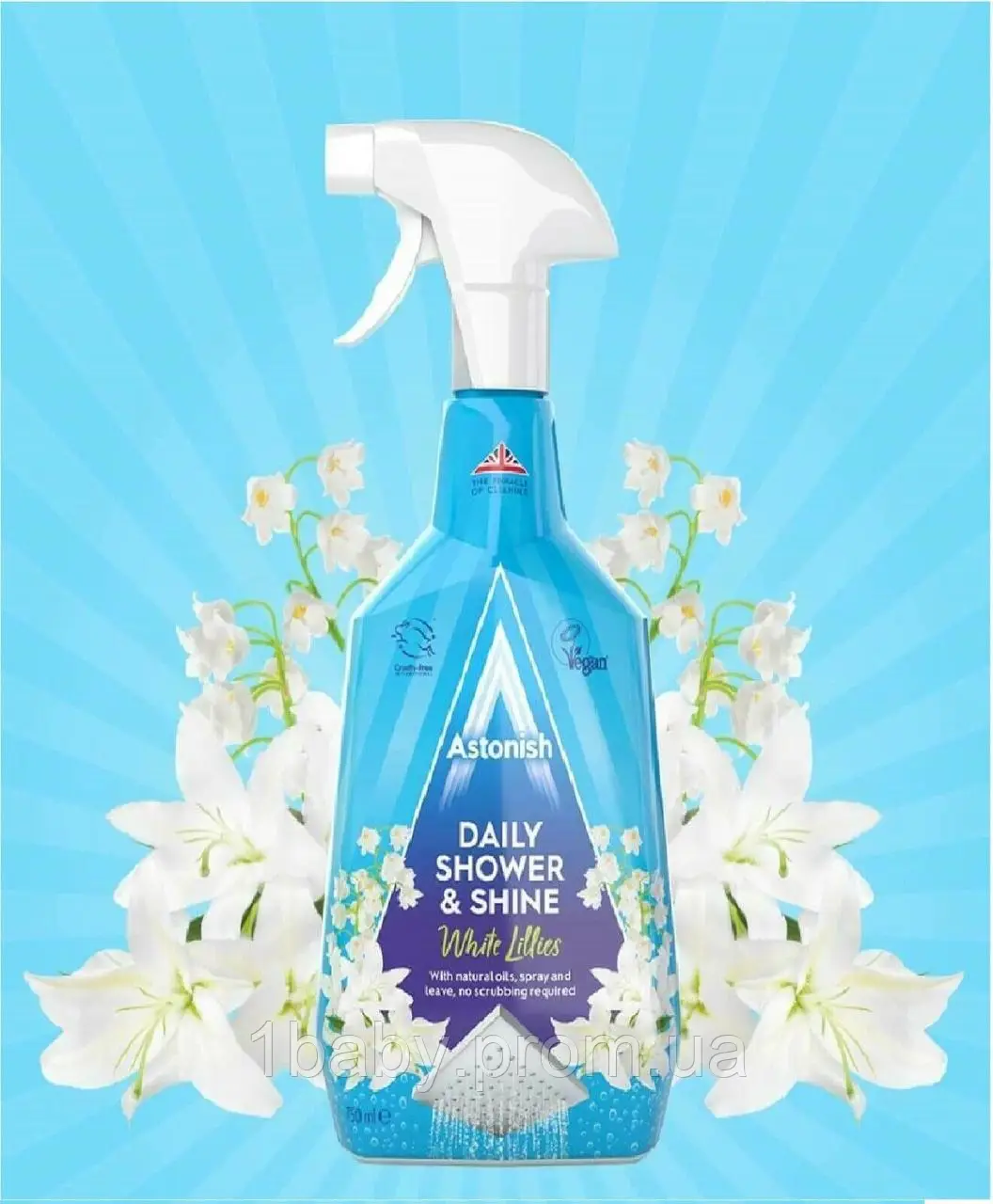 Засіб для миття душових кабін Astonish White Lillies спрей 750 мл