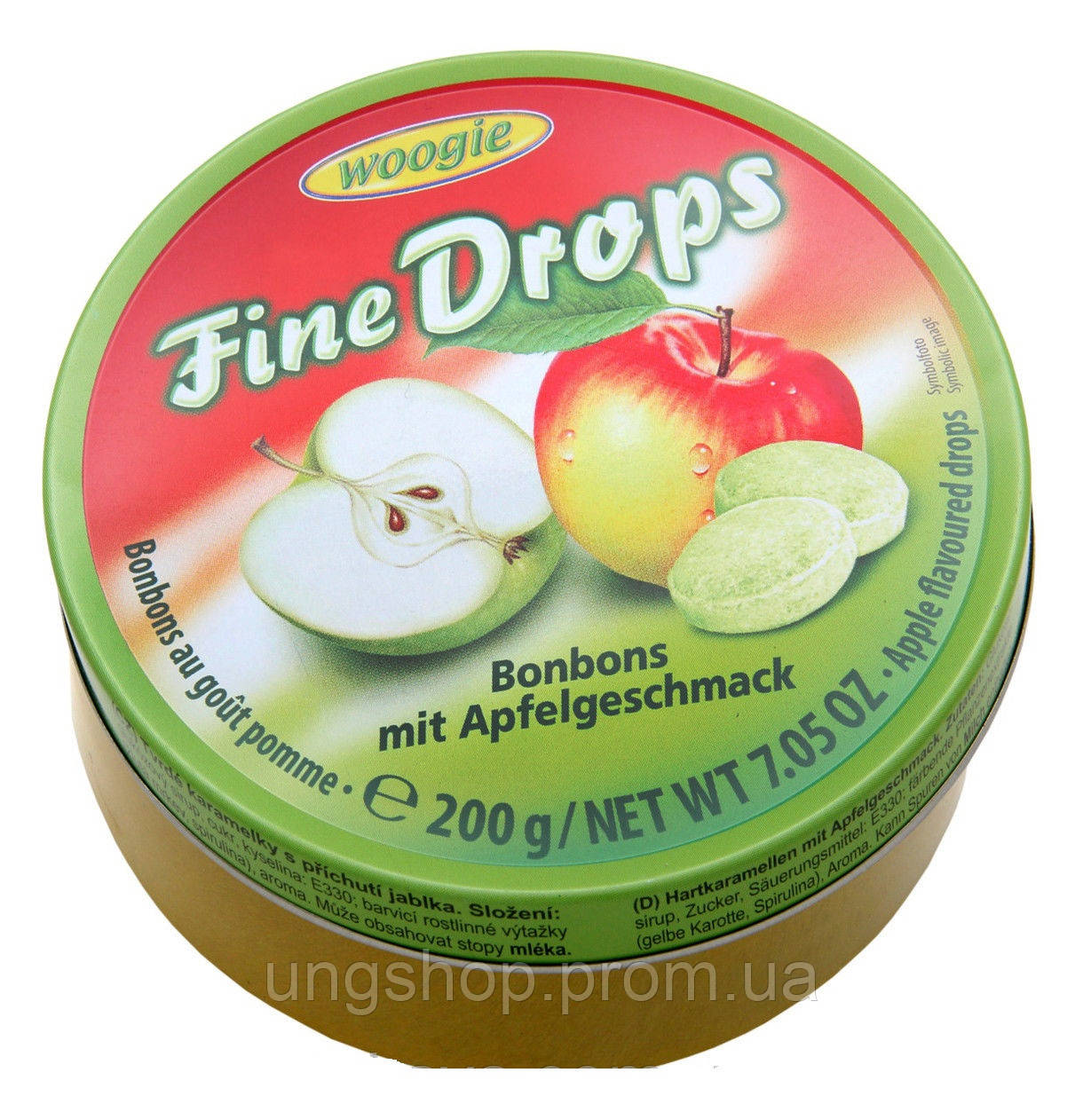 Леденцы Fine Drops Woogie со вкусом яблока, 200 гр