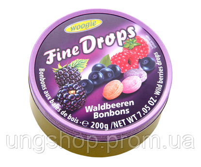Леденцы Fine Drops Woogie со вкусом лесных ягод, 200 гр