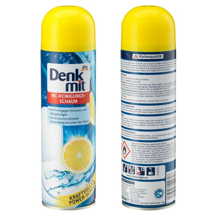Активна піна для чищення унітазу Denkmit WC-Reinigungsschaum (з запахом лимону) 500 мл (Германія)