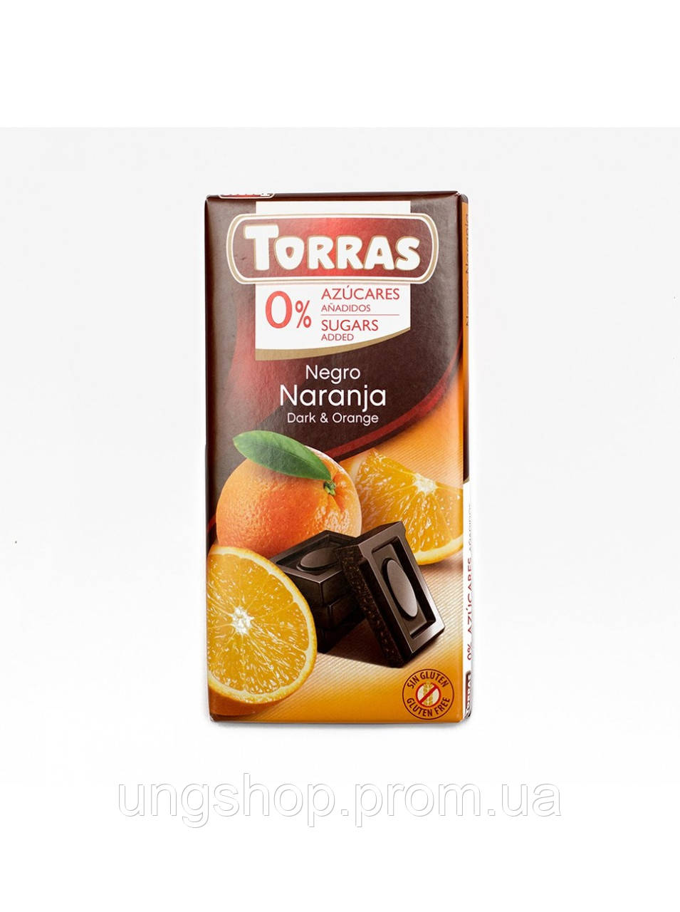 Шоколад черный TORRAS с апельсином (БЕЗ САХАРА, БЕЗ ГЛЮТЕНА) 75г