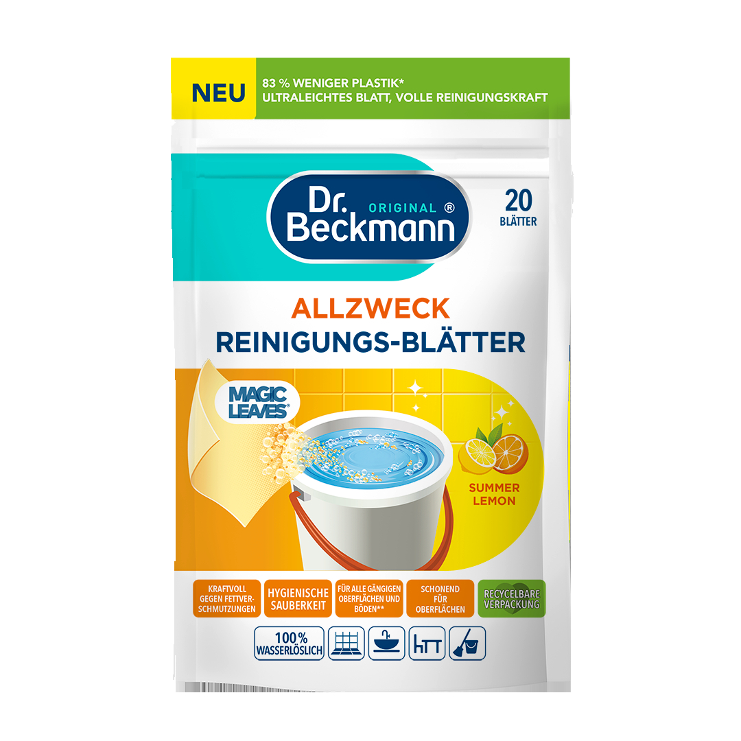 Серветки для прибирання підлоги розчинні Dr. Beckmann Magic Leaves Summer Lemon літній лимон 20шт