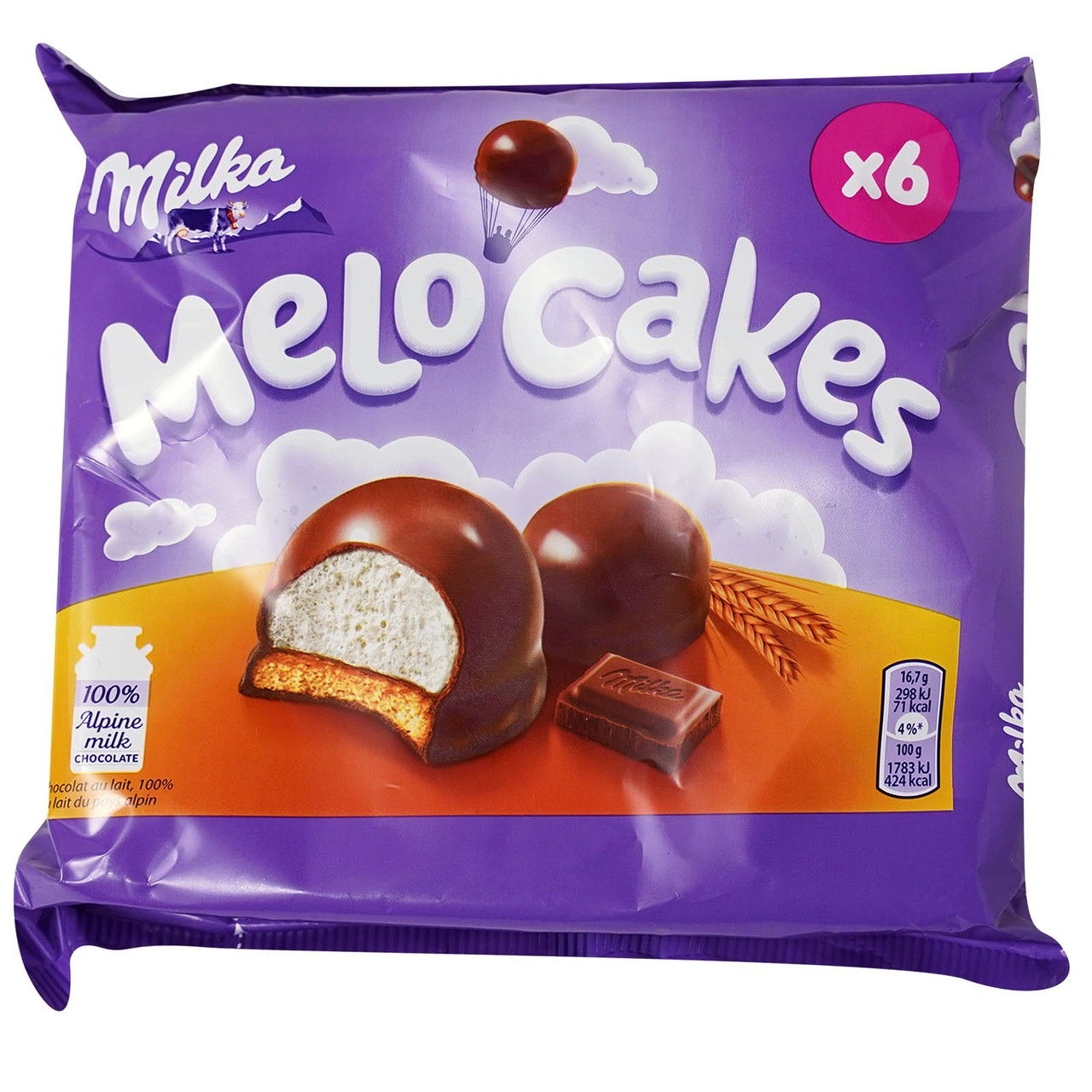 Бісквіт в шоколаді з печивом Milka Melo Cakes з 100% альпійского молока Мело тістечка 6шт 100г