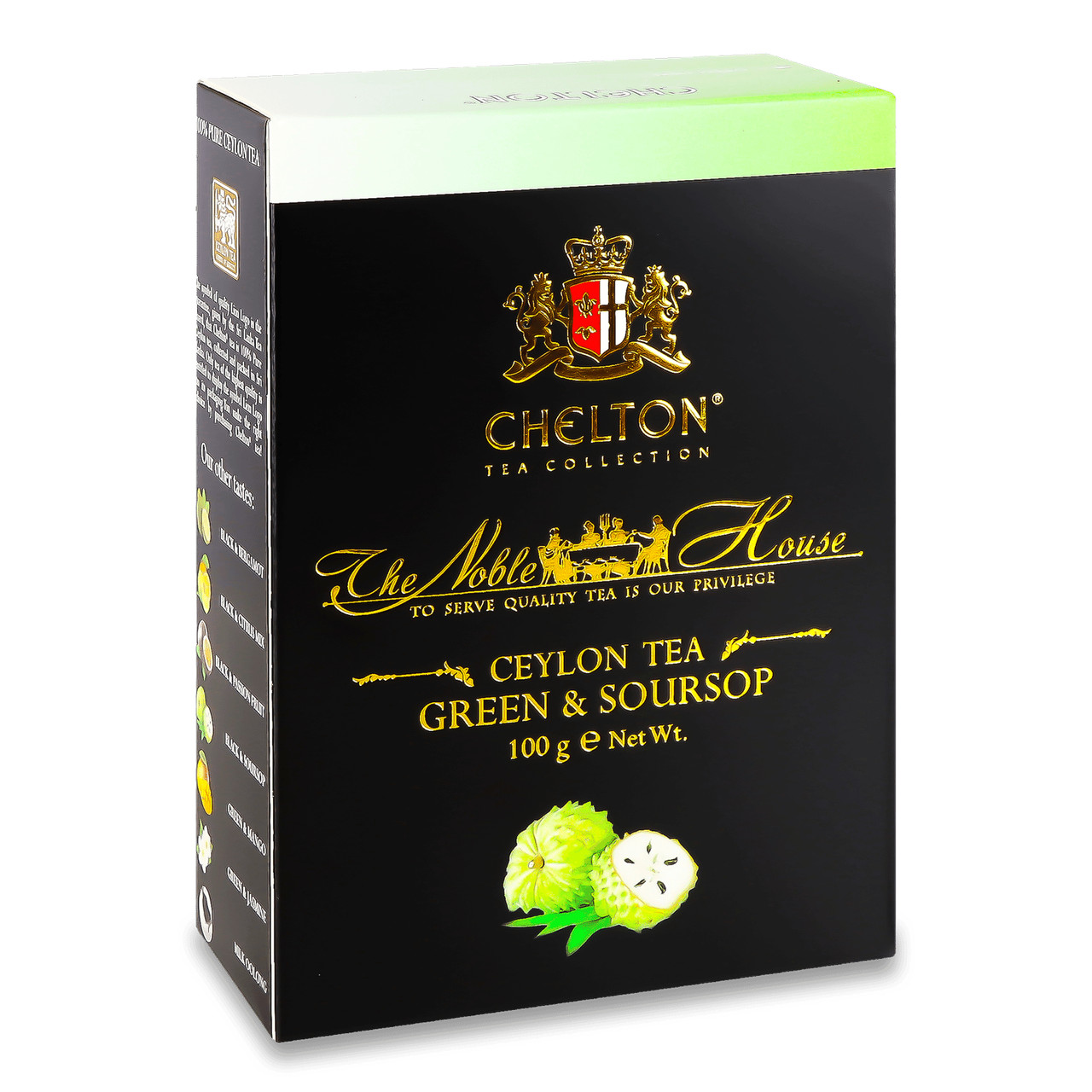 Чай зелений 100% Chelton Premium Noble House Ceylon Tea Green&Soursop шматочки саусепу листовий 100г