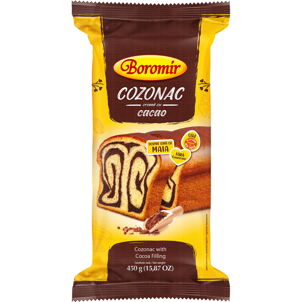 Торт рулет Boromir Cozonac crema cu Cacao з какао-вершковою начинкою 450г