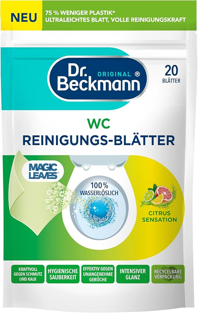 Серветки для чищення унітазів від бруду та вапняних відкладень Dr. Beckmann WC reinigungs blatters Citrus sensation Цитрус 20шт