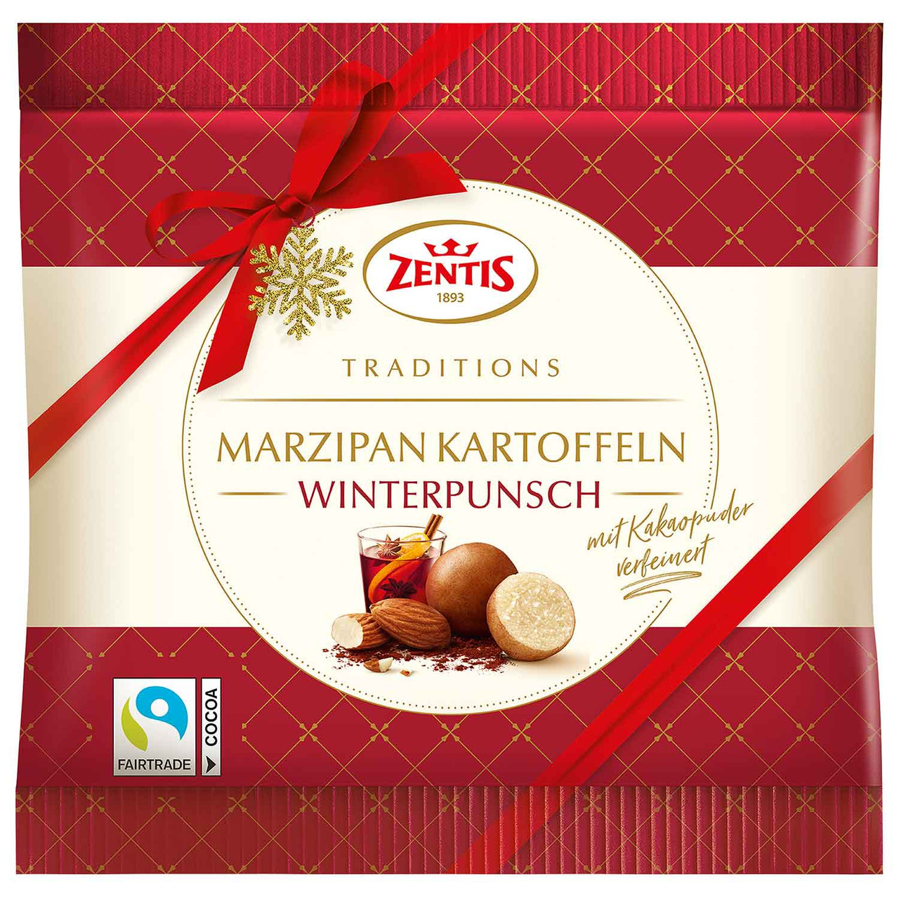 Марципанова картопля шарики в шоколаді Zentis Marzipan Kartoffeln Winterpunsch Traditions Зимовий пунш 13шт 100г