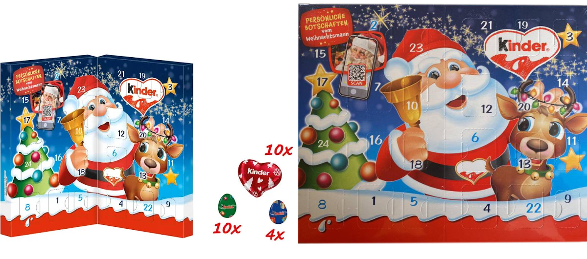 Набір Подарунок Новорічний Квест Адвент календар Kinder Advent Calendar Childrens Mix Quest Шоколадні цукерки Дитячий 113г