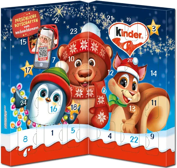 Набір Подарунок Новорічний Квест Адвент календар Kinder Advent Calendar Quest Childrens Mix Шоколадні цукерки Дитячий 113г