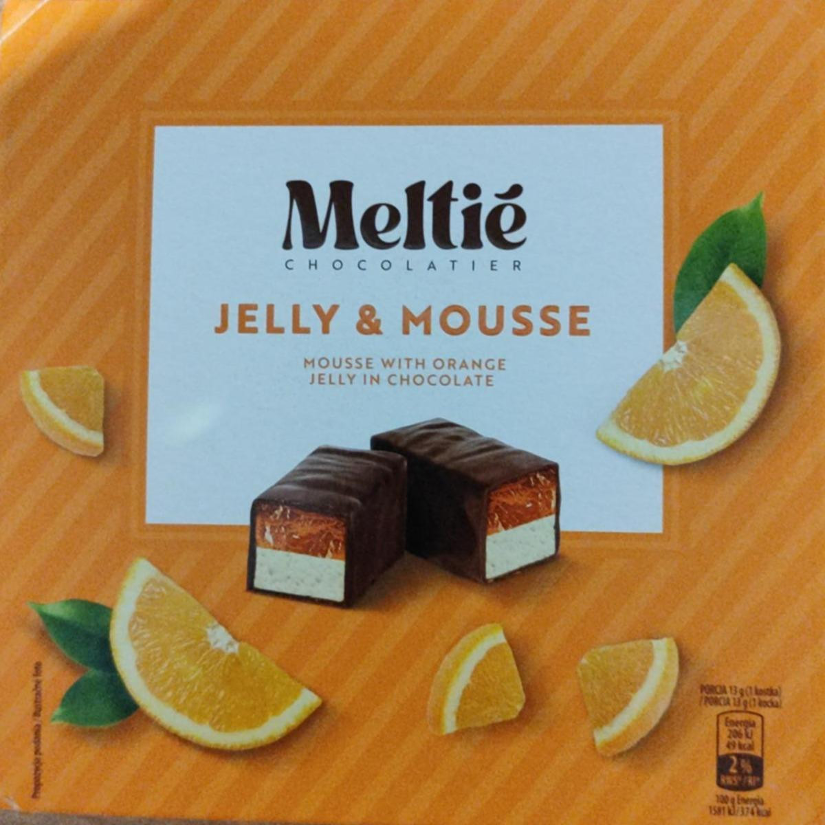 Цукерки Зефір в шоколаді Meltie Jelly&Mousse Orange маршмеллоу з апельсиновим желе 400г