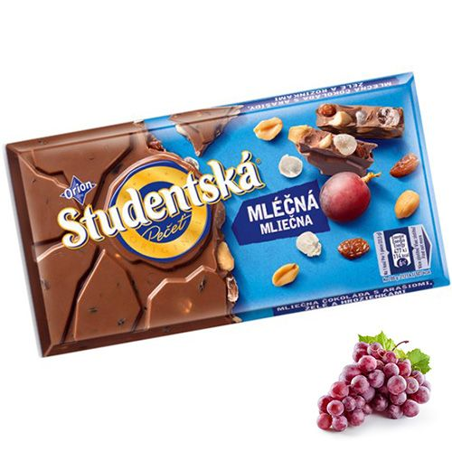Шоколад молочний з родзинками та арахісом Studentska Pecet 180 г