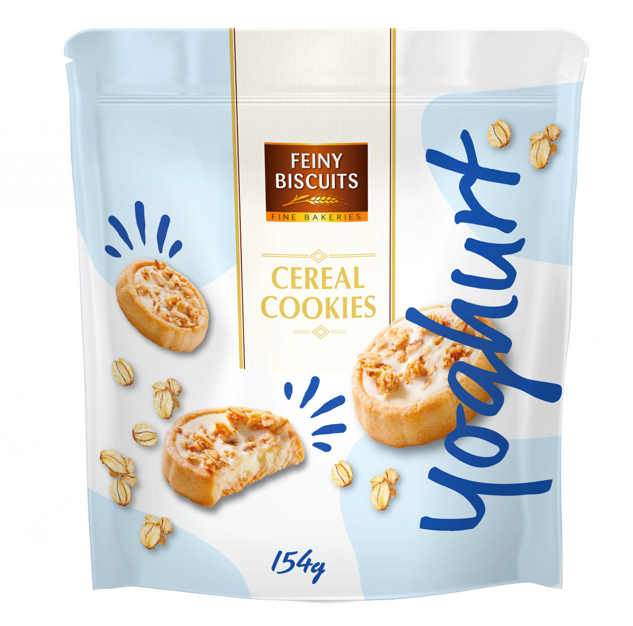 Печиво Бісквітне Feiny Biscuits Cereal Cookies Вишукана Випічка з білим шоколадним кремом та Злаками 154г