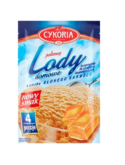 Морозиво сухе Cykoria Lody Domowe Smak Slone Karmel Цикорія Домашне Солона Карамель Порошкове для приготування Пакетик 4порції 60г