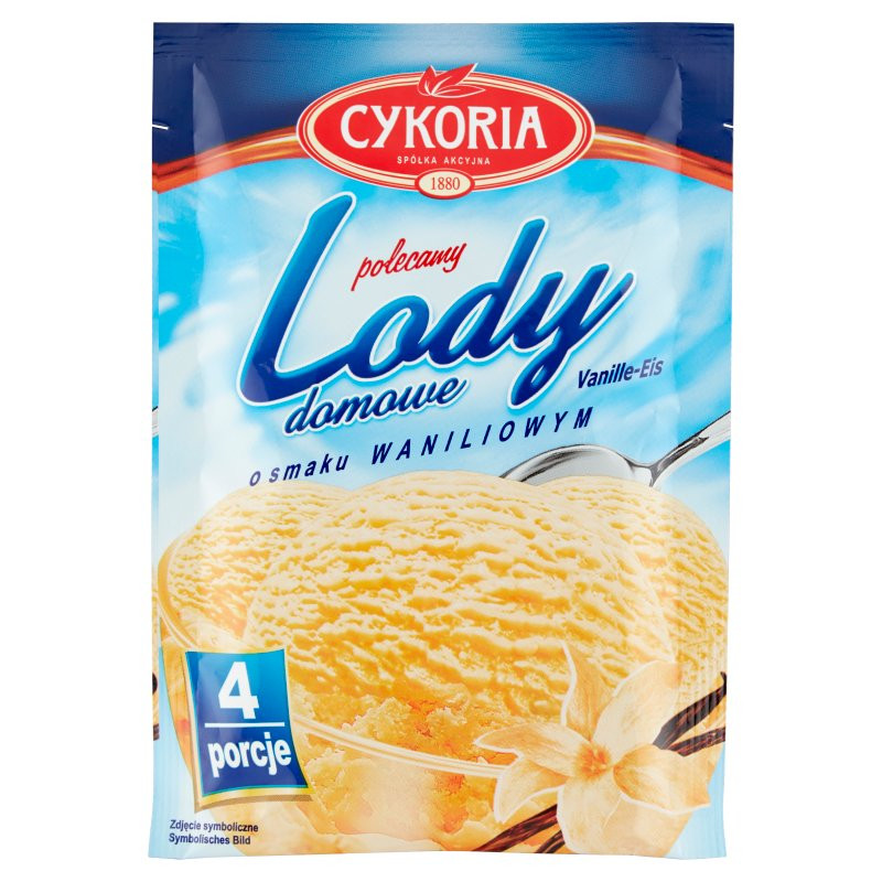 Морозиво сухе Cykoria Lody Domowe Smak Wanilowy Цикорія Домашне Ванільний смак Порошкове для приготування Пакетик 4 порції 60г