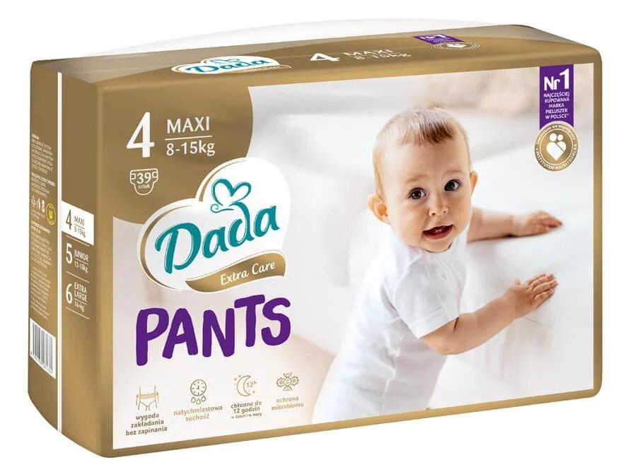 Підгузники Трусики з манжетами Суперабсорбуючі DADA Extra Care Pants 4 Maxi Дада памперси вага від 8-15кг Гіпоалергенні 39шт