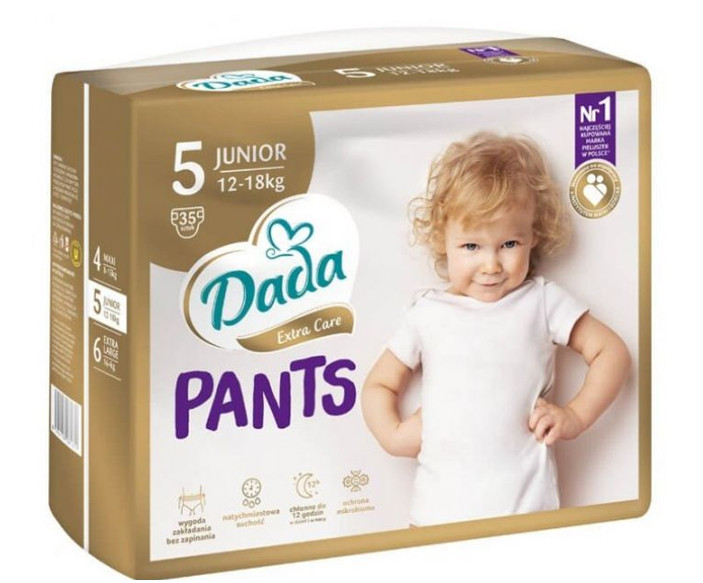 Підгузники Трусики з манжетами Суперабсорбуючі DADA Extra Care Pants 5 Junior Дада памперси вага від 12-18кг Гіпоалергенні 35шт