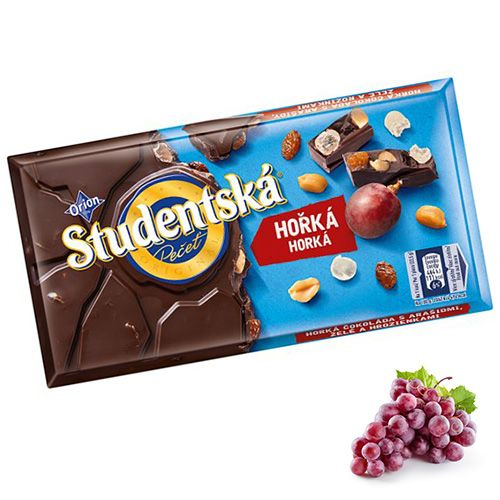Шоколад чорний з родзинками та арахісом Studentska Pecet 180 г