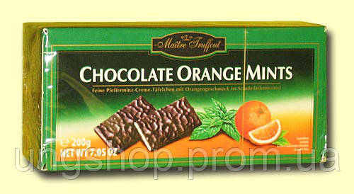 Шоколад с апельсином и ментолом — Maitre Truffout — Chocolate Orange Mints, 200 г