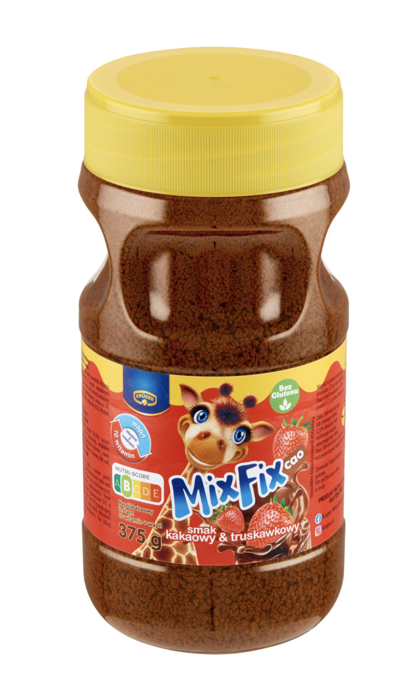 Дитяче какао розчинне Mix Fix Cao Kruger 375г Польща з смаком полуниці