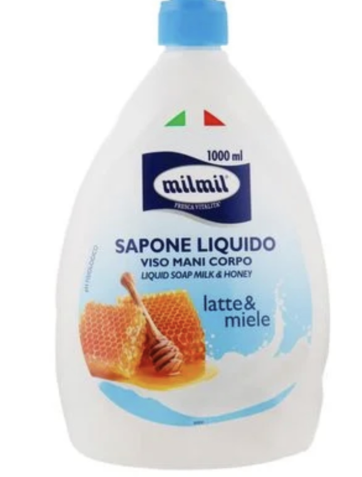 Рідке мило MilMil Milk & Honey 1000 мл Італія ( Без дозатора ) Запаска