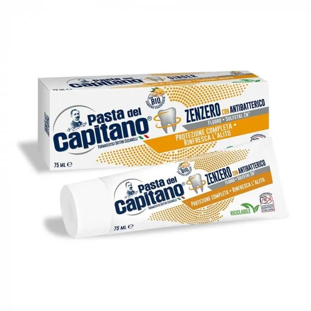 Зубна пастаPasta del Capitano Zenzero (імбир) з антибактеріальним ефектом 75 мл