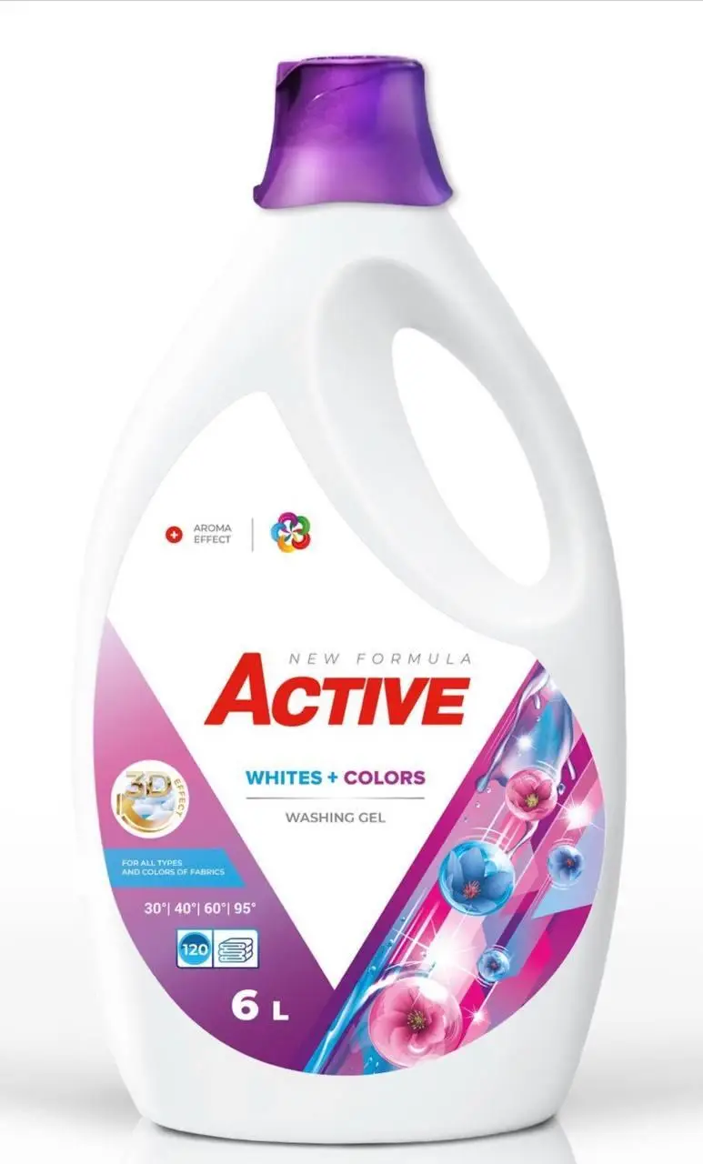 Гель для прання білих та кольорових речей Active Whites + Colors на 120 прань 6 л
