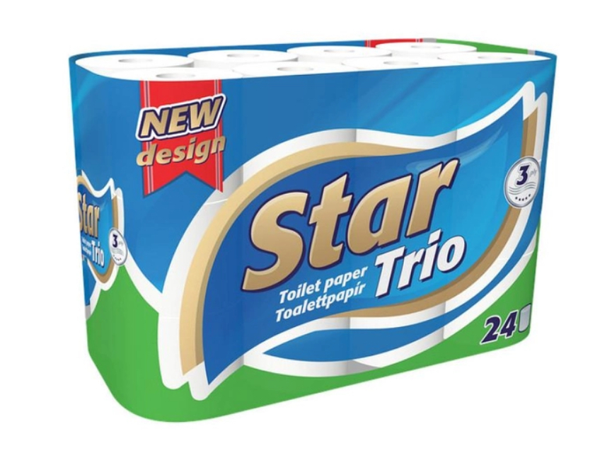 Туалетний папір Ooops! Star Trio Стар Тріо 3-ох шар. 90 відр. 24 шт