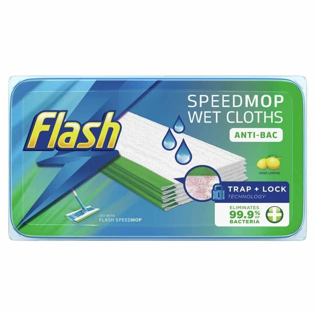 Вологі серветки-запаски до швабри для прибирання дому зі свіжим ароматом Flash (аналог Swiffer ) Speedmop Wet Cloth Refills Floor Cleaner Lemon Fresh 24шт /уп