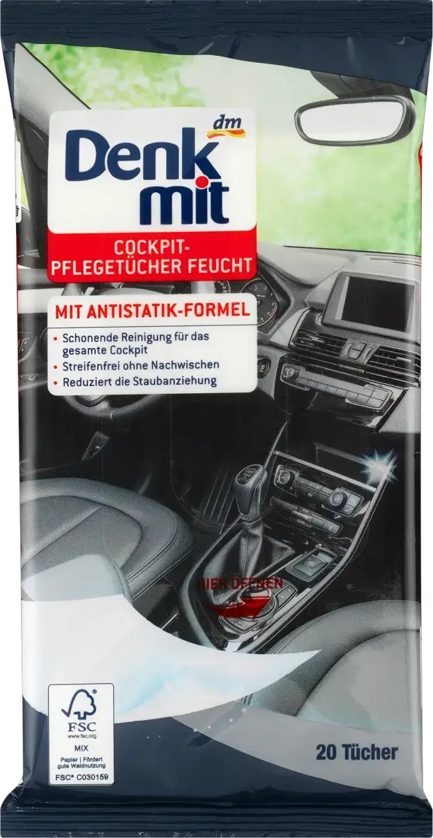 Вологі серветки для догляду за автомобілем Denkmit Reinigungstücher für Autopflege 20 шт