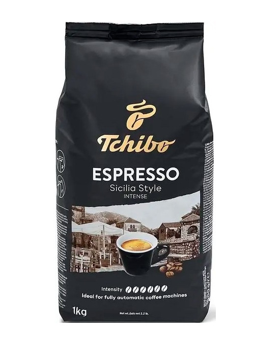 Кава в зернах для Кавомашин Tchibo Espresso Sicilia style ideal Coffee Machines Intense Чібо Сіцилія Еспресо Арабіка Темна 1000г