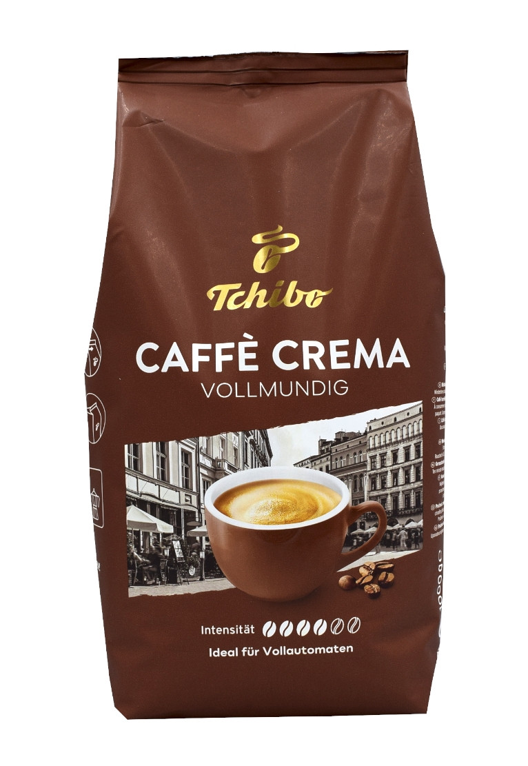 Кава в зернах для Кавомашин Tchibo Caffe Crema Vollmundig ideal Coffee Machines Чібо Еспресо Насичений смак Арабіка Темна 1000г