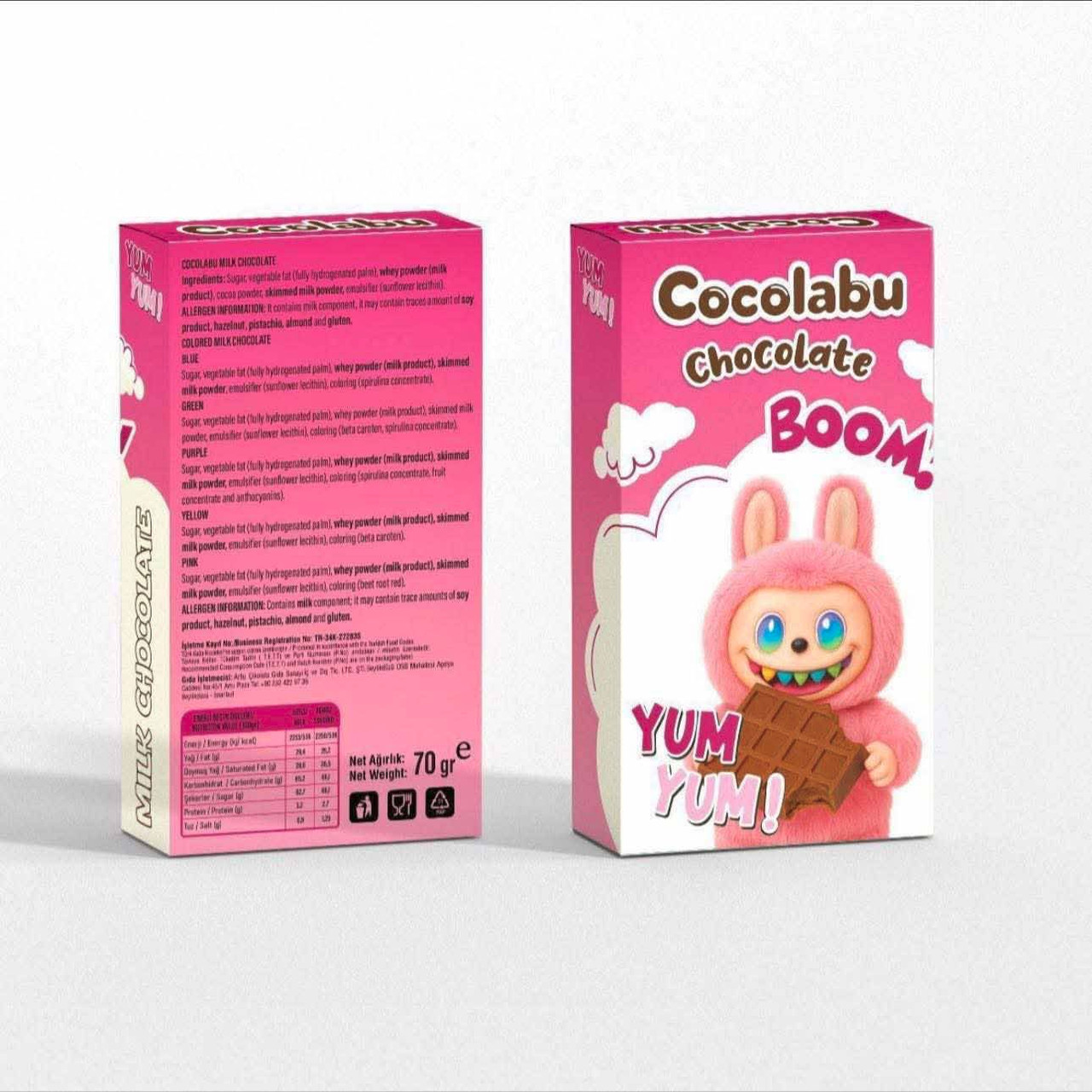 Шоколад плитка молочний Шоко Лабубу Cocolabu Chocolate Boom Yum-Yum Pink Чоколабу Шоколадний бум Юм Юм Рожевий 70г