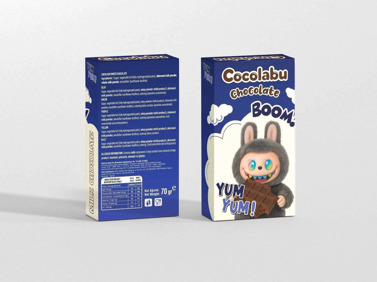 Шоколад плитка молочний Шоко Лабубу Cocolabu Chocolate Boom Yum-Yum Blue Чоколабу Шоколадний бум Юм Юм Синій 70г