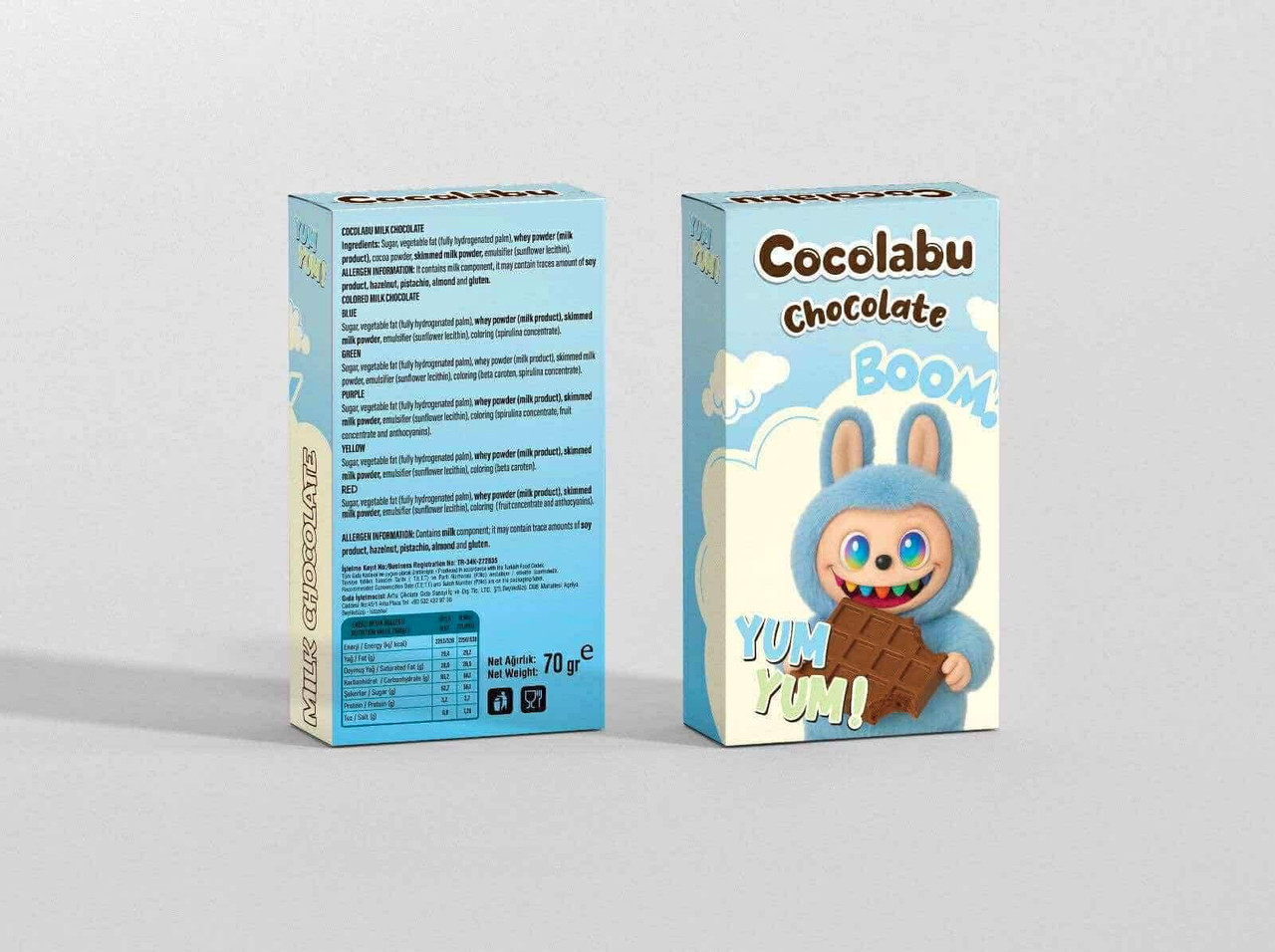 Шоколад плитка молочний Шоко Лабубу Cocolabu Chocolate Boom Yum-Yum Cyan Чоколабу Шоколадний бум Юм Юм Блакитний 70г