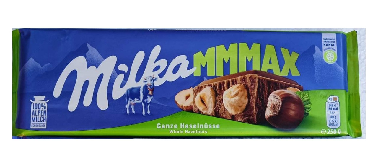 Шоколад молочний плитка Milka MMMAX Whole Hazelnuts Мілка з цільними Лісовими горіхами 276г