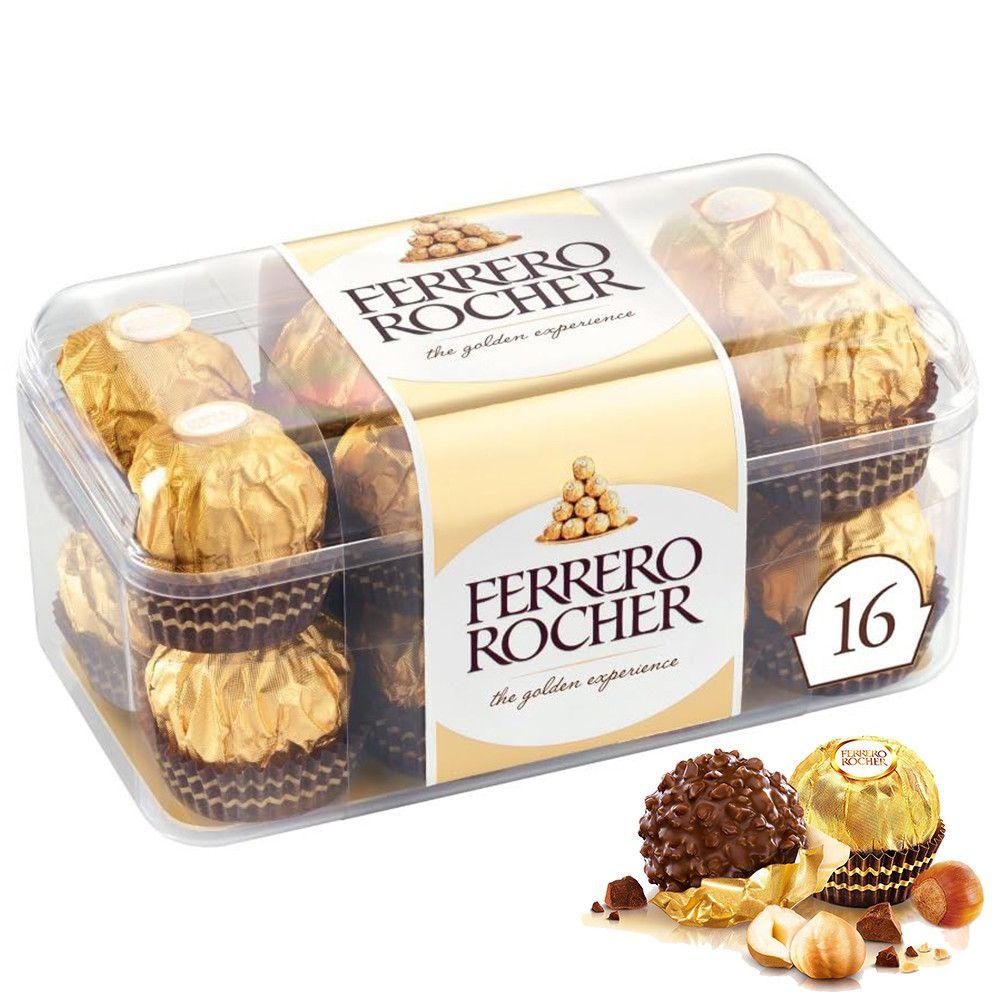 Цукерки Ferrero Rocher Ферреро Роше 16шт шоколадні з фундуком Пластиковий Бокс 200г