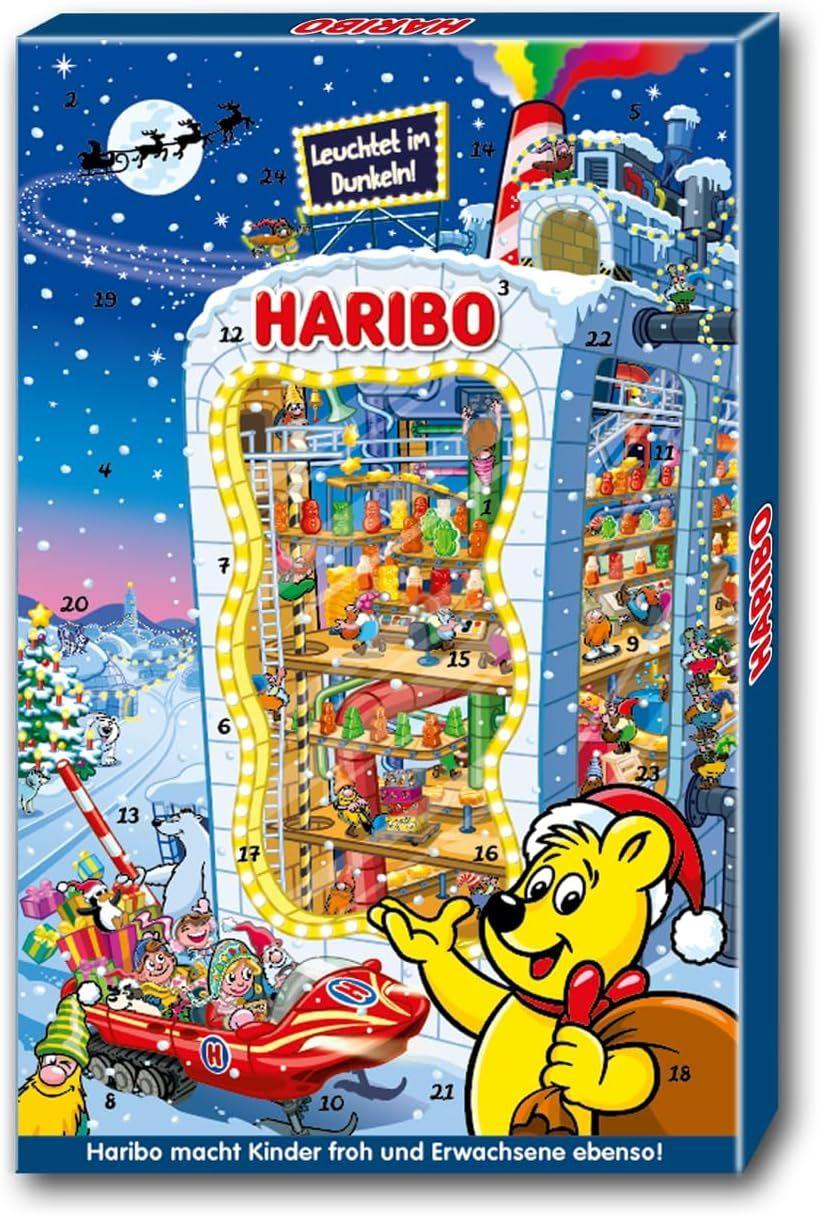 Набір Подарунок Новорічний Адвент календар Haribo Advent calendar Leuchtet im Dunkeln пакетики цукерок Харібо Дитячий 300г