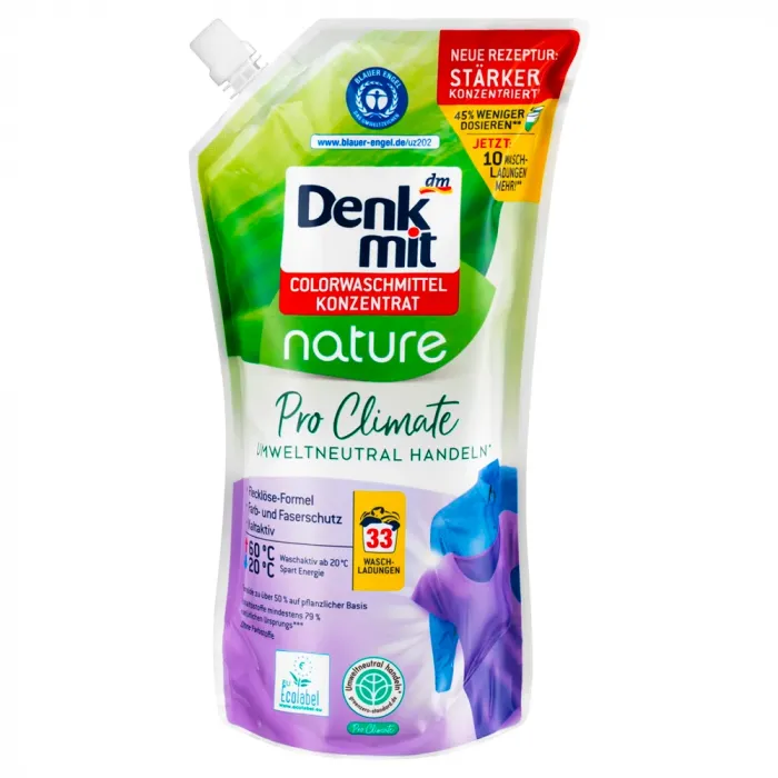 Еко гель для прання кольорових тканин DenkMit Nature 1 л (33 прання)