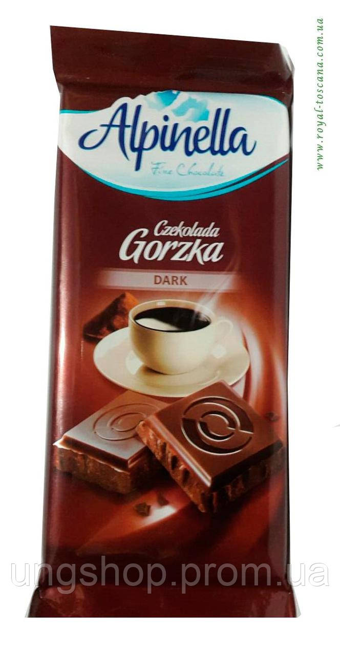 Черный шоколад Alpinella Czekolada Gorzka DARK, 90 грамм