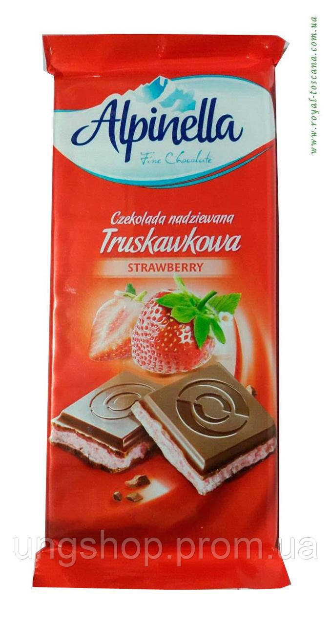 Молочный шоколад с клубничным вкусом Alpinella 90г