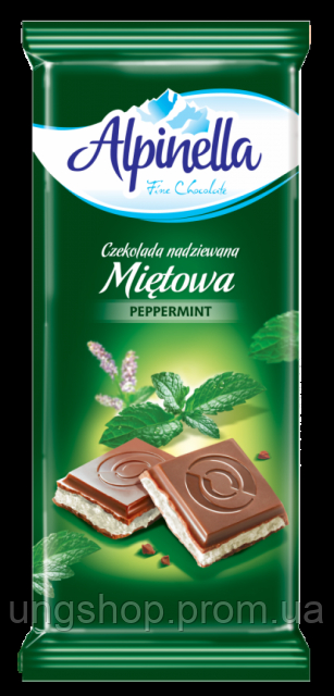 Молочный мятный шоколад Alpinella 100г Польша