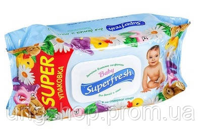 Вологі серветки Super Fresh для дітей (з клапаном)(120шт)