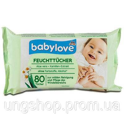 Детские влажные салфетки Babylove Feuckttucher Aloe Vera + Kamillen-Extrakt - 80 шт