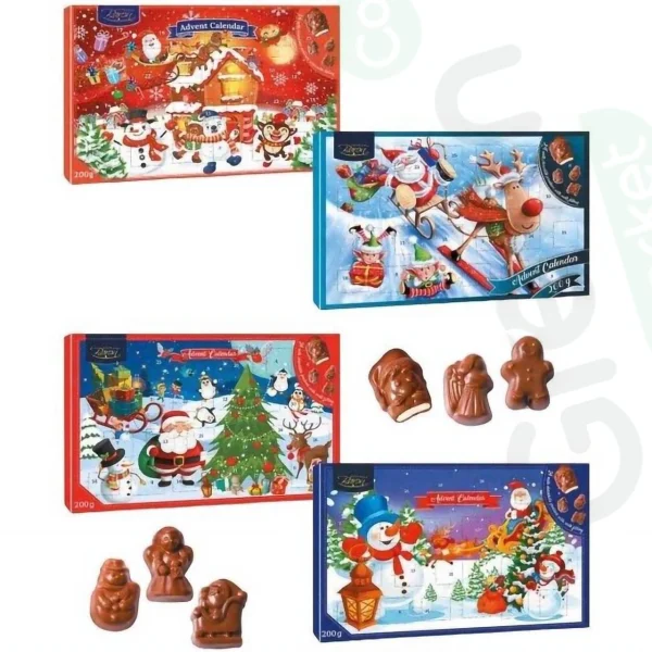 Набір Подарунок Новорічний Адвент календар Baron Advent calendar Santa snow шоколадні фігурки Дитячий 200г - 2