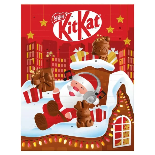 Набір Подарунок Новорічний Адвент календар Nestle KitKat Advent Calendar Шоколадні цукерки Дитячий 85г - 2