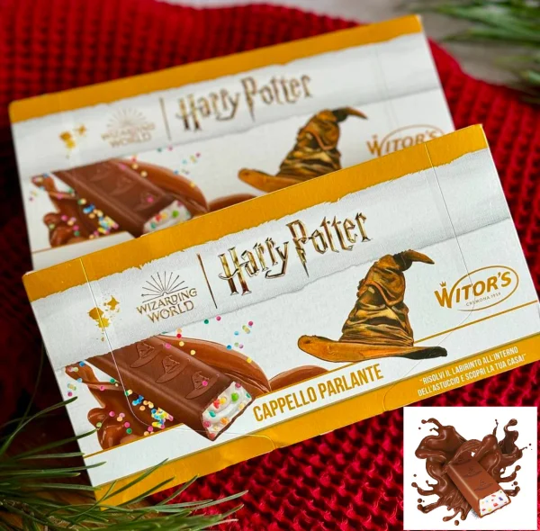 Батончик Молочний шоколад з вершковим кремом та міні-цукерками Witors Harry Potter Capello Parlante Розмовляючий Капелюх 8шт 100г - 1